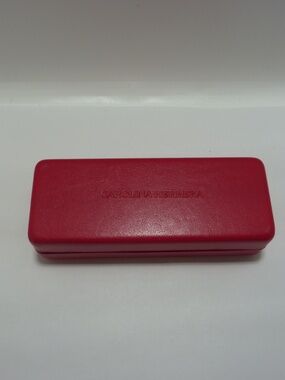 Carolina Herrera Glasses Sunglass Case Red Leather Hard Shell Velvet Lining